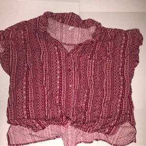 No Boundaries Button Up Short Sleeve Shirt With Front Tie